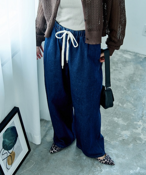 <新色追加><低身長サイズあり>ウォッシュ加工 イージーデニムパンツ