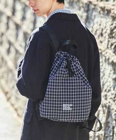BetterDays studio × FREAK'S STORE ナップサック型 パッカブル チェック ミニバッグ