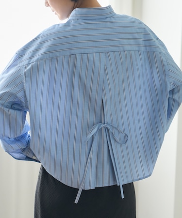 別注 バックリボン ストライプ ロングスリーブシャツ
