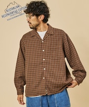 AUSTRALIAN COTTON オープンカラー チェックシャツ ロングスリーブ
