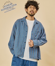 AUSTRALIAN COTTON オープンカラー チェックシャツ ロングスリーブ