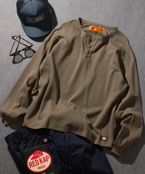 RED KAP × FREAK'S STORE 別注 ヘンリーネック ロングスリーブ サーマル Tシャツ