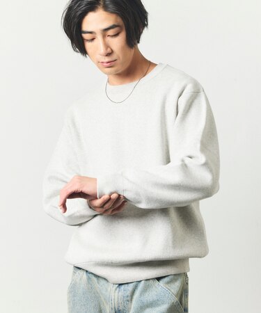 ウォッシャブル スウェットライク クルーネックニット/静電気ケア