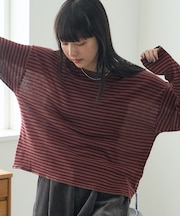 シアーボーダーニットプルオーバー