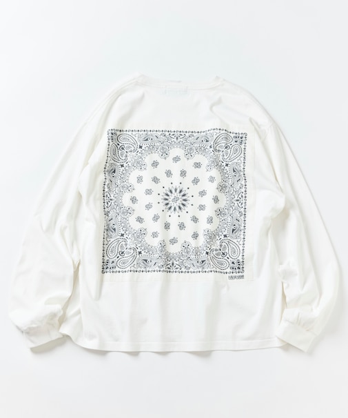 HAV-A-HANK×FREAK'S STORE 別注 バックプリント バンダナデザイン ピグメント クルーネックロングスリーブTシャツ