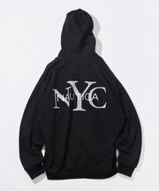 リラックスフィット NYCロゴ ジップアップ フーディー