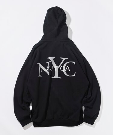 リラックスフィット NYCロゴ ジップアップ フーディー