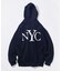 リラックスフィット NYCロゴ ジップアップ フーディー