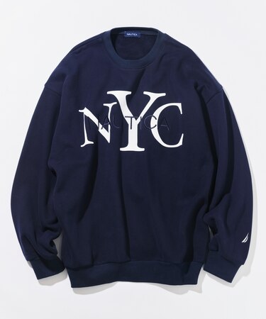 リラックスフィット NYCロゴ クルーネックスウェット