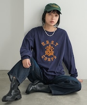 フロッキープリント カレッジロゴロンT