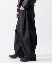 ワイドシルエット カーブデニムパンツ ワンウォッシュ