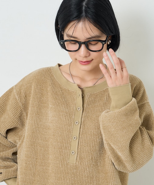 モールワッフル ヘンリーネック Tシャツ