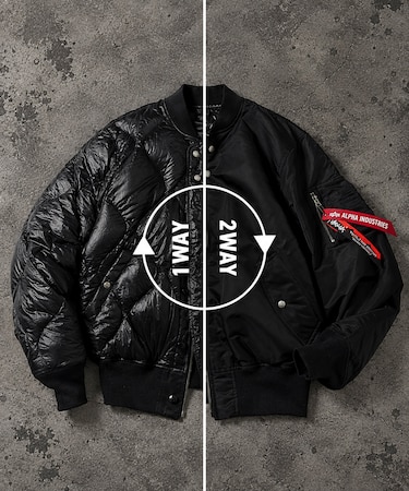 ALPHA INDUSTRIES × NANGA × FREAK'S STORE 別注 リバーシブル MA-1 ショートダウンジャケット