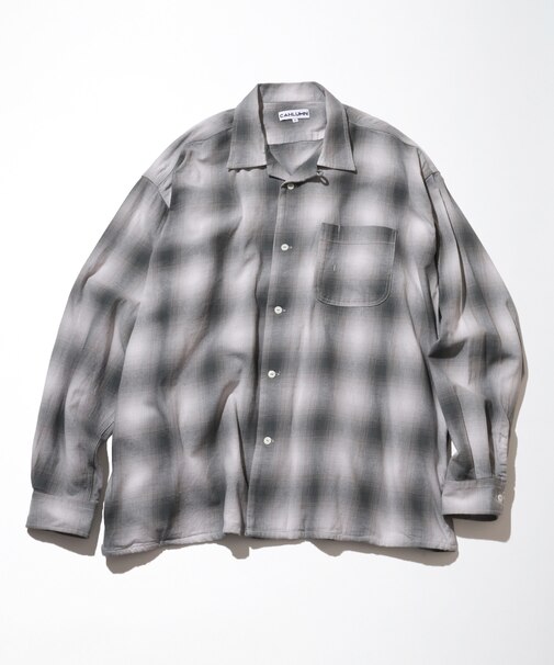 Magazine Pocket Ombre Check Open Collar Shirt