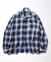 Magazine Pocket Ombre Check Open Collar Shirt