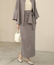 【オケージョンドレス/結婚式/2サイズ展開/SET ITEM/インナー付き/裏地付き】リボンセットIラインスカート
