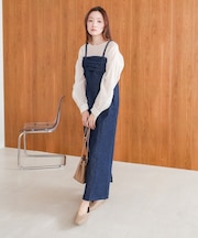 【Bab】【S・Mサイズ展開】デニムギャザーキャミワンピース