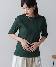 5分袖リブTシャツ