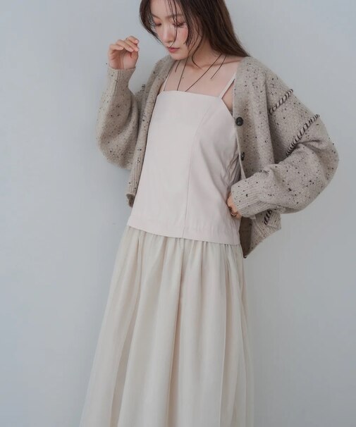 【Bab】(選べるサイズ展開)レイヤード風チュールキャミワンピース