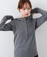 【Bab】リブフーディーサムホール付カットトップス