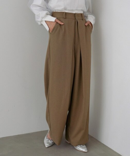 【選べるサイズ展開】フロントワイドタックネップ入ワイドパンツ