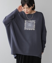 刺繍プリントプルオーバー
