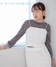 【Bab】コード刺繍ベロアビスチェ