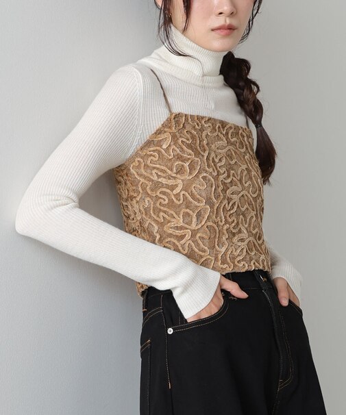 【Bab】コード刺繍ベロアビスチェ