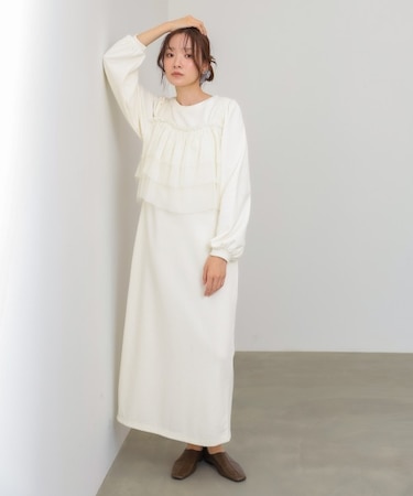 【Bab】【選べるサイズ展開】ティアードチュールキャミ+スウェットワンピースSET