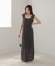 【Bab】【選べるサイズ展開】【累計お気に入り登録6.9万人!】クロシェロングワンピース