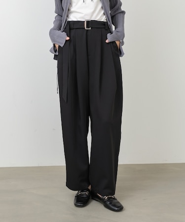 【Bab】【選べるサイズ展開】ツータックルーズベルト付スラックスパンツ