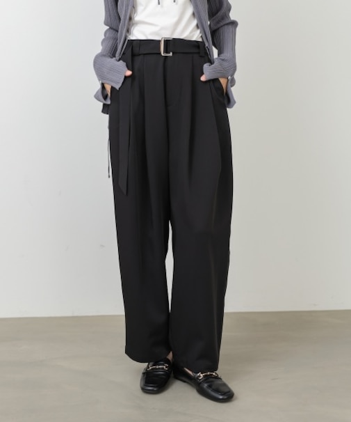 【Bab】【選べるサイズ展開】ツータックルーズベルト付スラックスパンツ