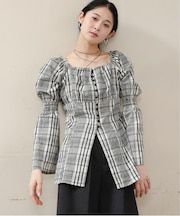 【Bab】チェック前開きビスチェ風チュニック
