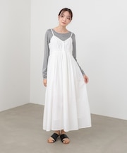 【Bab】【選べるサイズ展開】レース切り替えフレアキャミワンピース
