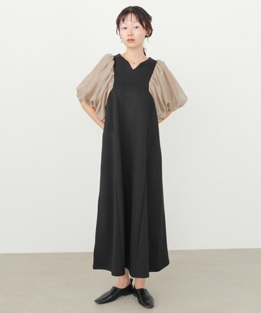 【Bab】【選べるサイズ展開】袖ボリュームポンチワンピース