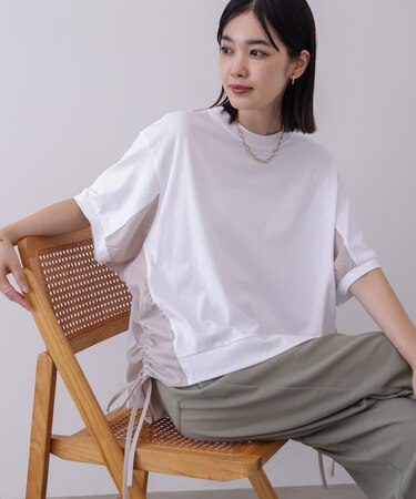 異素材コンビギャザープルオーバー