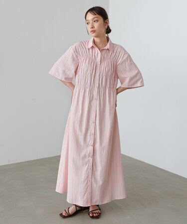 【Bab】【再登場・選べるサイズ展開】ビスチェ風シャツワンピース