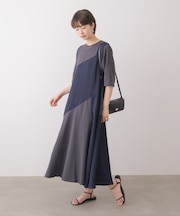 【吸水速乾/UVカット】【サイズ展開あり】ジオメトリックブロッキングワンピース