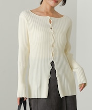 【Bab】前後2WAYホールデザインニットカーディガン