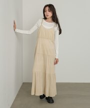 【Bab】ベロアプリーツキャミワンピース