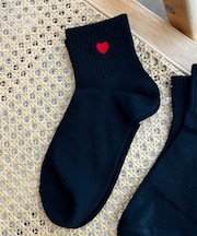 モチーフ刺繍アンクル底パイルソックス