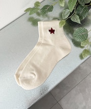 スター刺繍アンクルパイルソックス