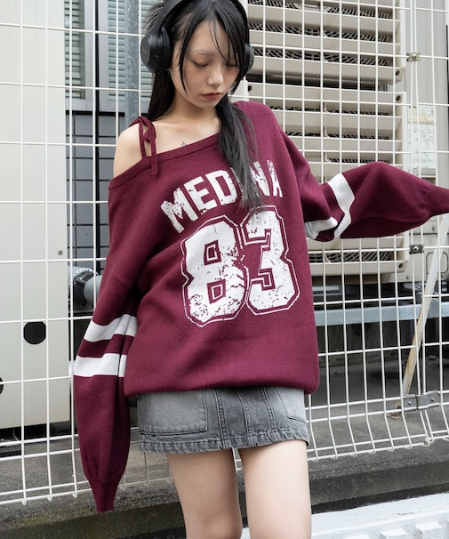 2WAYグラフィックワンショルBIGニット