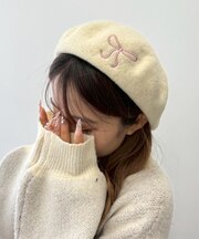 リボン刺繍ベレー