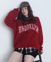 モヘアタッチBROOKLYNロゴニット