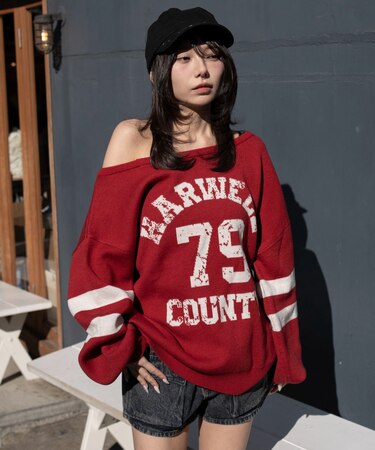 2WAYグラフィックワンショルニット