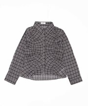 フロントシャーリングチェックシャツ