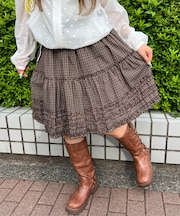 チェックフリルミドルスカート