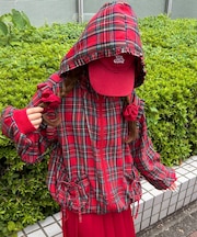タータンチェックフリルパーカー
