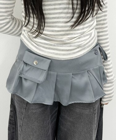 ポケットツキプリーツラップスカート